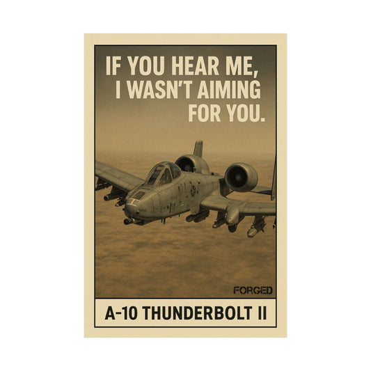 A-10 Thunderbolt II Poster - "IF YOU HEAR ME, I WASN'T AIMING FOR YOU."