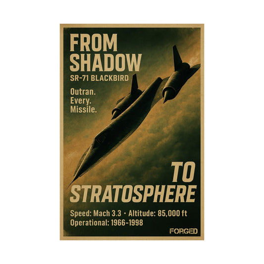 SR-71 Blackbird Poster - "FROM SHADOW TO STRATOSPHERE."