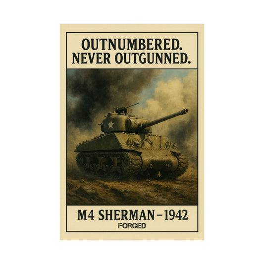 M4 Sherman Poster - "OUTNUMBERED. NEVER OUTGUNNED."